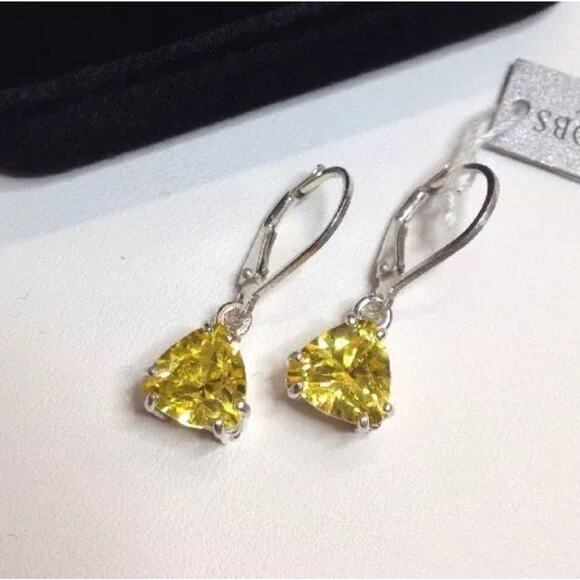 Beautiful 3.6ctw Trillion Cut Citrine Quartz in Sterling Silver Citrine Earrings - Picture 1 of 7